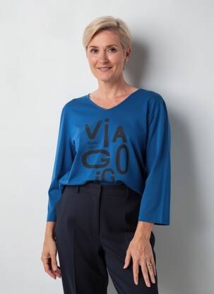 Tricou mâneci 3/4 mâneci 3/4 albastru CISO femeie