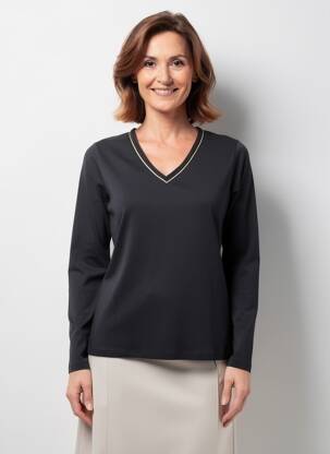 Tricou mâneci lungi mâneci lungi negru JULIE GUERLANDE femeie