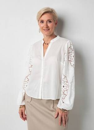 Cămașă croială dreaptă mâneci lungi bej JULIE GUERLANDE femeie