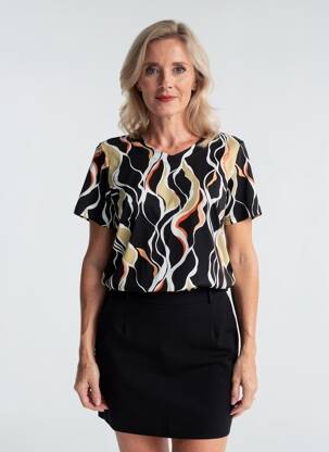Tricou imprimeu fantezie mâneci scurte negru BRANDTEX femeie