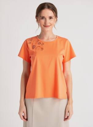 Tricou elasticitate mâneci scurte portocalie MCM femeie