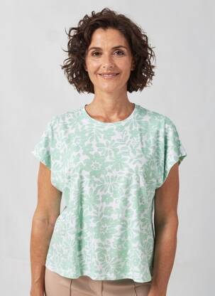 Tricou croială dreaptă mâneci scurte verde BRANDTEX femeie