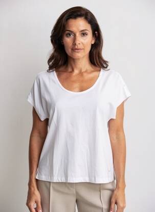 Tricou croială dreaptă mâneci scurte alb AGATHE & LOUISE femeie