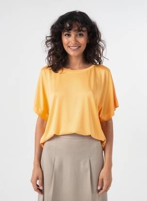 Tricou croială dreaptă mâneci scurte portocalie SURKANA femeie
