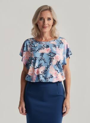 Tricou croială dreaptă mâneci scurte albastru JENSEN femeie