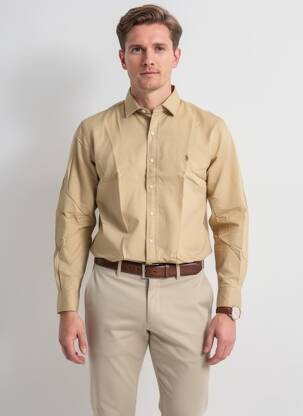 Cămașă cu mâneci lungi croială cambrată bej RALPH LAUREN bărbat