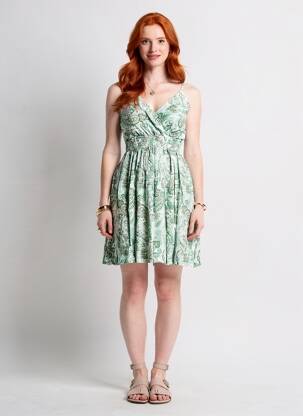 Rochie scurtă croială cambrată bretele subțiri verde MISS SARA FASHION femeie