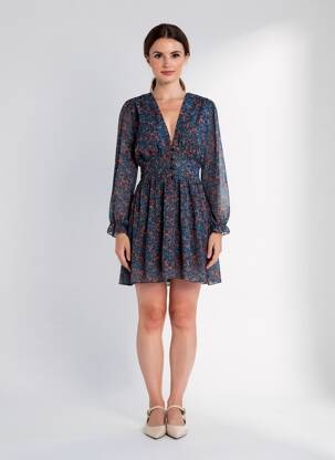 Rochie scurtă mâneci lungi mâneci lungi albastru NEW COLLECTION femeie