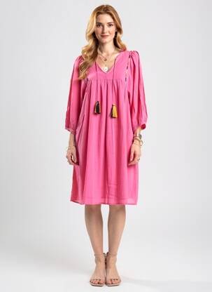 Rochie midi mâneci 3/4 mâneci 3/4 roz LOLA ESPELETA femeie