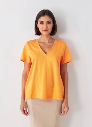 Tricou croială dreaptă mâneci scurte portocalie GRACE & MILA femeie