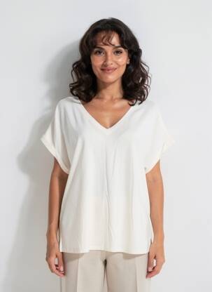 Tricou croială dreaptă mâneci scurte bej LOLA ESPELETA femeie