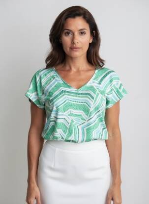 Tricou imprimeu fantezie mâneci scurte verde LOLA ESPELETA femeie