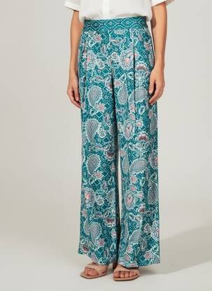 Pantalon larg țesătură poplin mărime normală verde LOLA ESPELETA femeie
