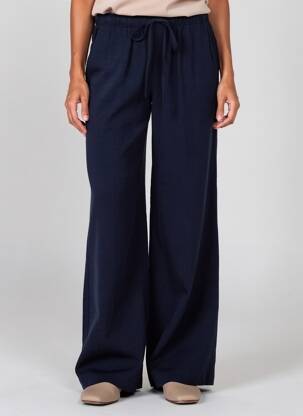 Pantalon larg țesătură crep mărime normală albastru GRACE & MILA femeie