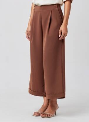 Pantalon 7/8 talie elastică mărime normală maro PAKO LITTO femeie