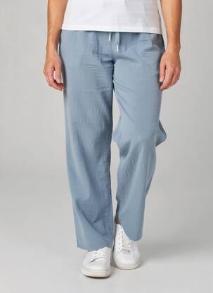 Pantalon drept țesătură crep mărime normală albastru QUATRE VINGT JOURS femeie