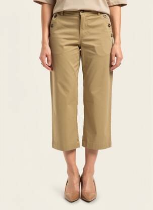 Pantalon 7/8 talie înaltă talie înaltă maro BATELA femeie