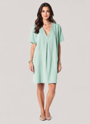 Rochie scurtă mâneci scurte mâneci scurte verde PAKO LITTO femeie