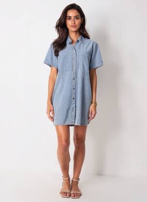 Rochie scurtă mâneci scurte mâneci scurte albastru BATELA femeie