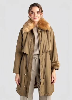 Parka finisaj interior cu căptușeală din polar fără glugă verde MOLLY BRACKEN femeie