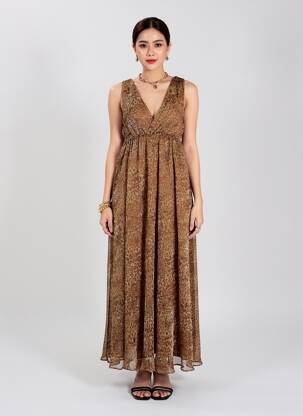 Rochie lungă fără mâneci fără mâneci maro MOLLY BRACKEN femeie