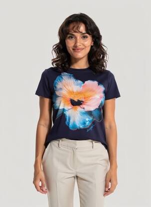 Tricou elasticitate mâneci scurte albastru DESIGUAL femeie