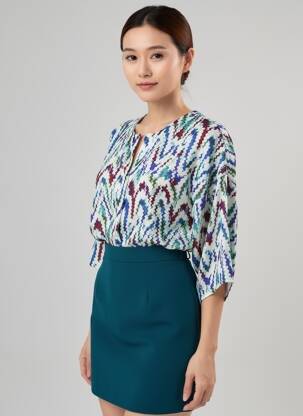 Bluză țesătură poplin mâneci lungi verde MOLLY BRACKEN femeie