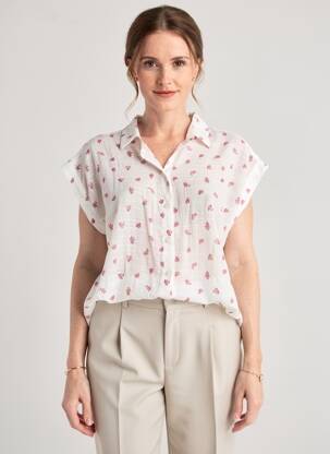 Cămașă imprimeu floral mâneci scurte alb MOLLY BRACKEN femeie