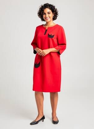 Rochie midi mâneci 3/4 mâneci 3/4 roșu GUY DUBOUIS femeie