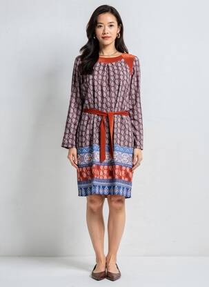 Rochie midi țesătură crep mâneci lungi roșu FRANCE RIVOIRE femeie