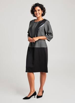Rochie midi mâneci 3/4 mâneci 3/4 gri GUY DUBOUIS femeie