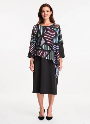 Rochie midi mâneci 3/4 mâneci 3/4 negru GUY DUBOUIS femeie