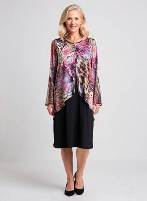 Rochie midi mâneci 3/4 mâneci 3/4 negru GUY DUBOUIS femeie