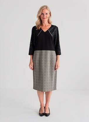 Rochie midi mâneci 3/4 mâneci 3/4 negru MERI & ESCA femeie