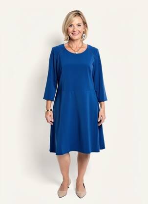 Rochie midi mâneci 3/4 mâneci 3/4 albastru FRANCE RIVOIRE femeie