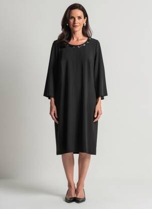 Rochie midi mâneci 3/4 mâneci 3/4 negru GUY DUBOUIS femeie