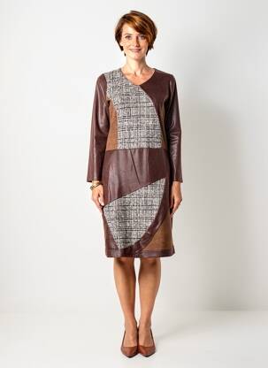 Rochie midi imprimeu fantezie mâneci lungi maro MERI & ESCA femeie