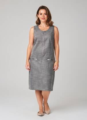 Rochie midi fără mâneci fără mâneci gri GUY DUBOUIS femeie