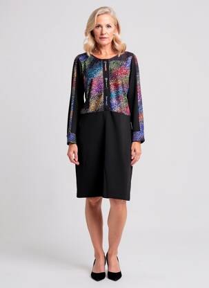 Rochie midi mâneci lungi mâneci lungi negru GUY DUBOUIS femeie