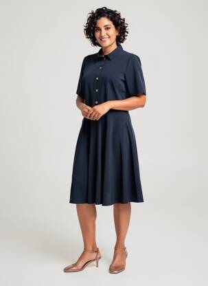 Rochie midi mâneci scurte mâneci scurte albastru MERI & ESCA femeie