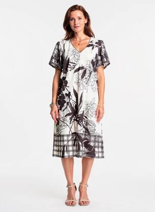 Rochie midi imprimeu floral mâneci scurte alb GUY DUBOUIS femeie