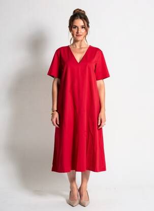 Rochie midi mâneci scurte mâneci scurte roșu MARIA BELLENTANI femeie