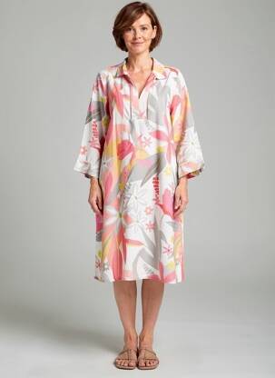 Rochie midi imprimeu floral mâneci 3/4 alb DOLCEZZA femeie