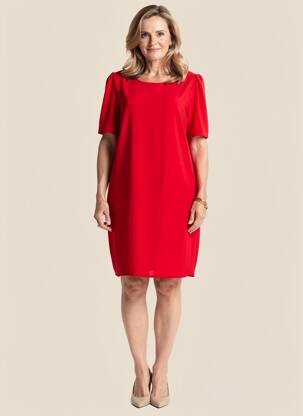 Rochie scurtă croială fluidă mâneci scurte roșu GEVANA femeie