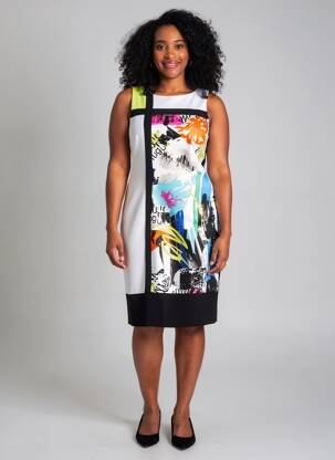 Rochie midi imprimeu floral fără mâneci negru JOSEPH RIBKOFF femeie