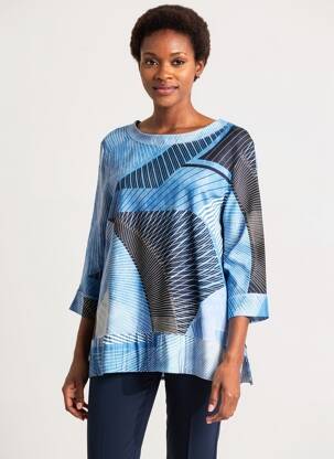 Tricou mâneci 3/4 mâneci 3/4 albastru MARIA BELLENTANI femeie