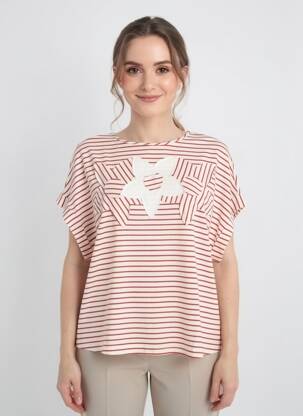 Tricou croială dreaptă mâneci scurte roșu MARIA BELLENTANI femeie