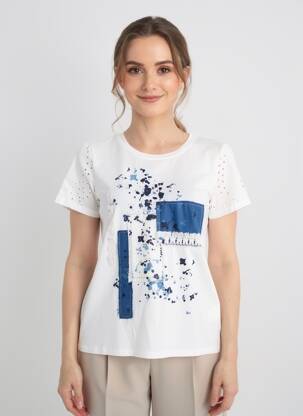 Tricou elasticitate mâneci scurte alb ELEONORA AMADEI femeie