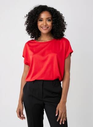 Tricou croială dreaptă mâneci scurte roșu ELEONORA AMADEI femeie