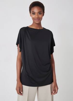 Tricou croială dreaptă mâneci scurte negru ELEONORA AMADEI femeie